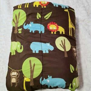 Circo Jungle Safari Animal Print Reversible Comforter Brown Green‎ Lion Giraffe